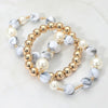 3PCS - Pearl Beaded Stretch Multi Layered Bracelets, White