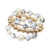 3PCS - Pearl Beaded Stretch Multi Layered Bracelets, White