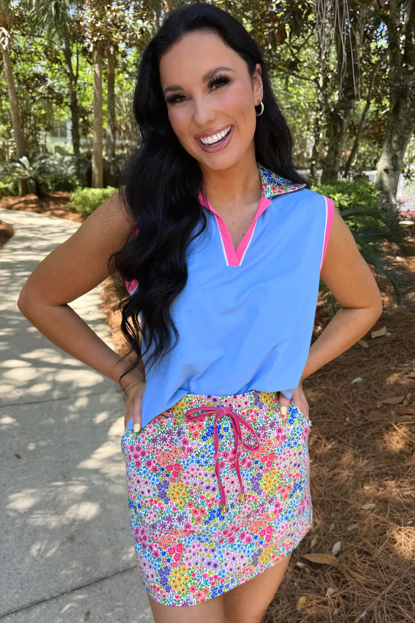 Everyday Polo Tank - Blue Floral
