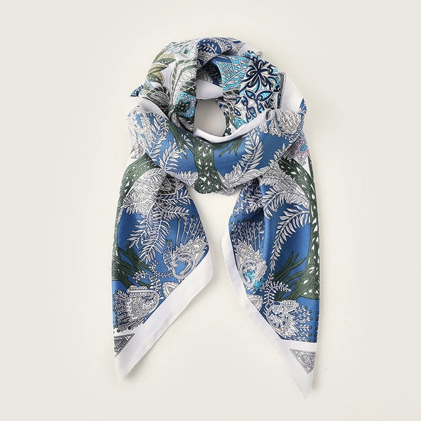 Elegant Print Square Satin Scarf