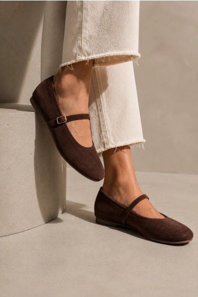Brown Mary Jane Fall Flats