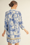 3/4 Sleeve Boho Print Shift Dress