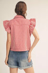 Simply Striped Ruffle Vest, Red