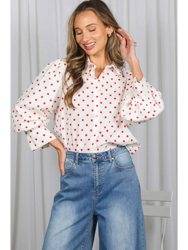 Dot Darling Puff Sleeve Top