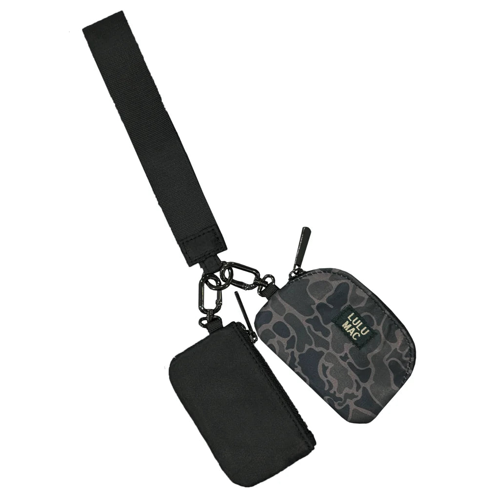 LULU MAC Black Camo Double Pouch Wristlets
