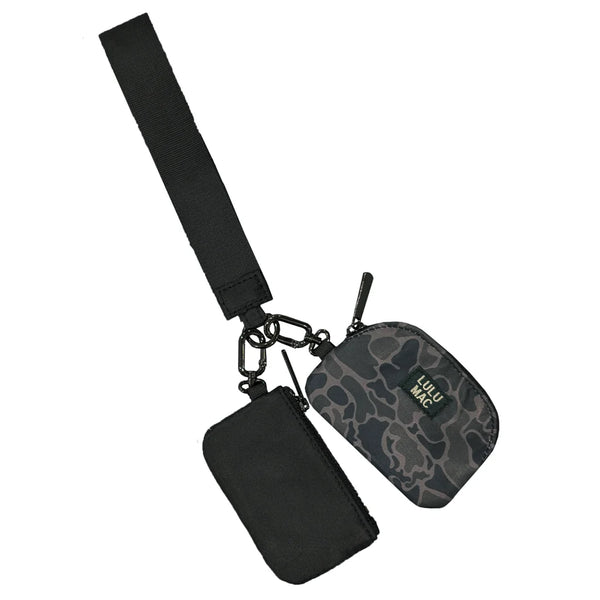 LULU MAC Black Camo Double Pouch Wristlets