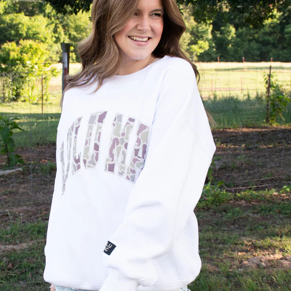 LULU MAC Camo Stitch Sweatshirt – White