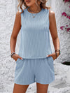 Sleeveless Striped Top and Shorts Two-piece Set