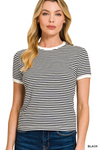 Striped Contrast Trim Tee