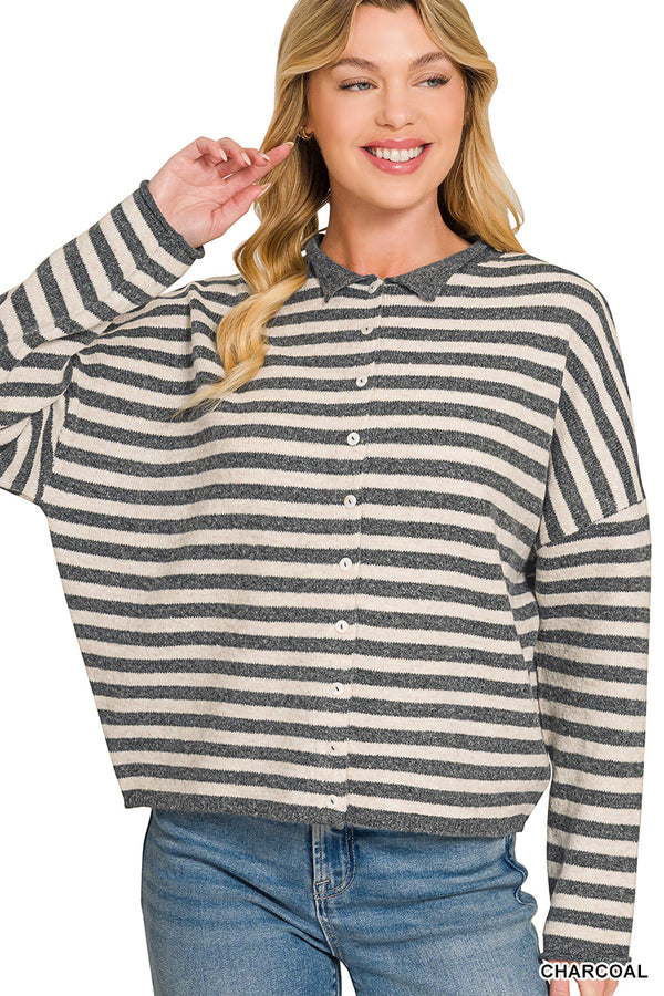 Stripe Me Cozy Cardigan, 2 Colors