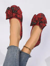 Plaid Pattern Bow Flat Shoe