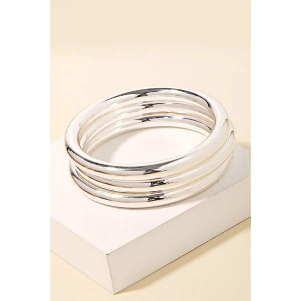 Metallic Triple Bangle Bracelet Set