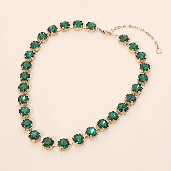 Crystal Elegance Tennis Necklace, Green