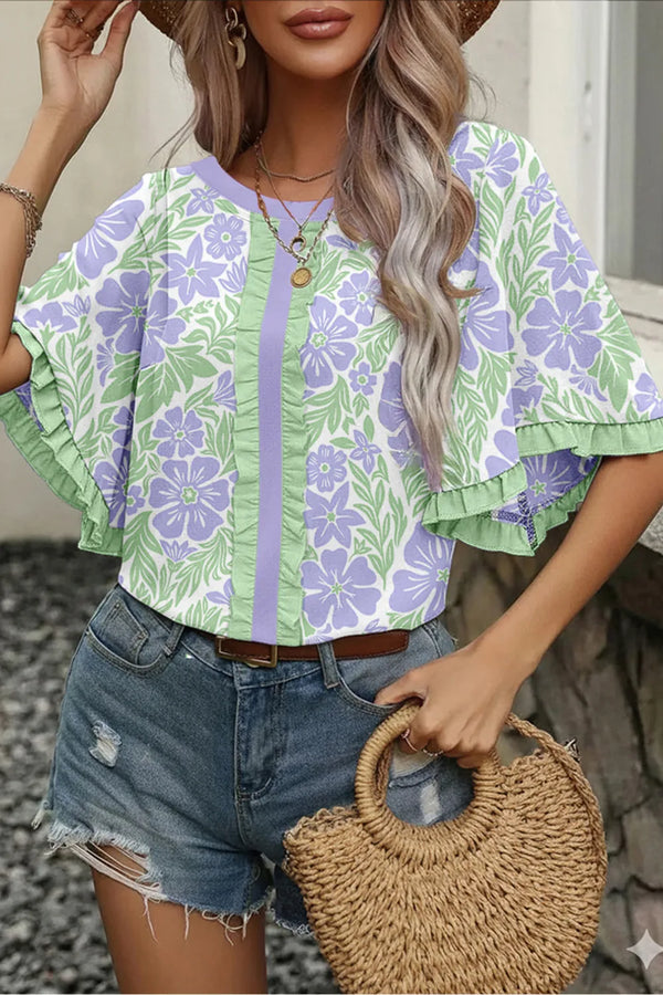 Lavender Bloom Ruffle Blouse