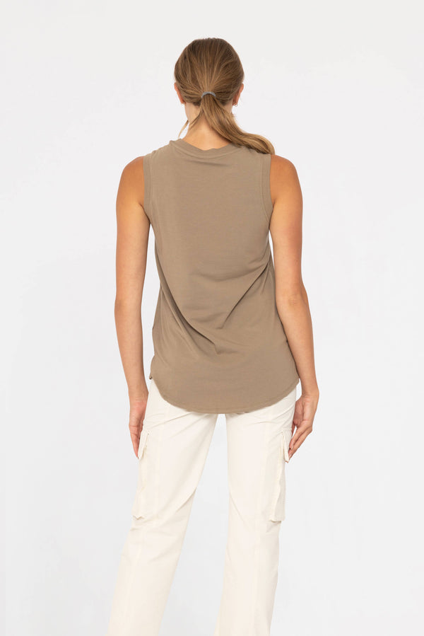 Notched Sleeveless Flowy Tank Top - 2 Colors