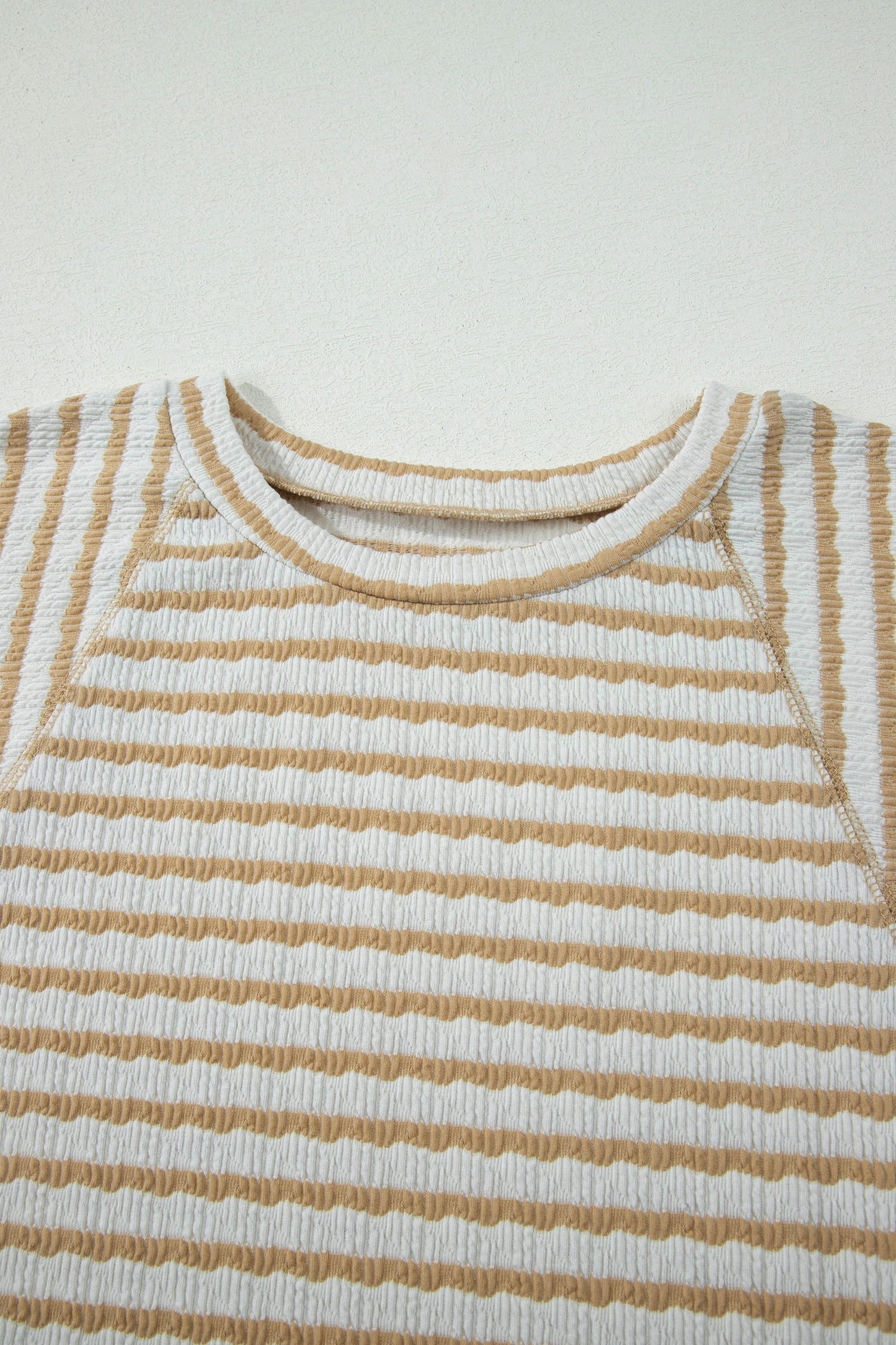 Textured Striped Half Sleeve Curvy Top