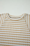 Textured Striped Half Sleeve Curvy Top