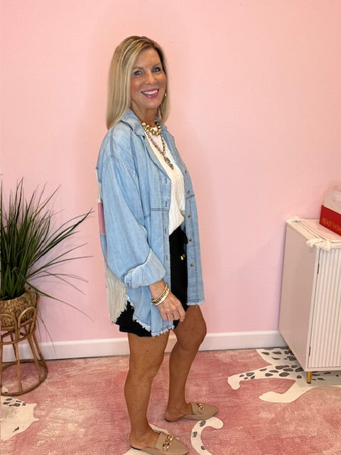 Colorblock Denim Shacket