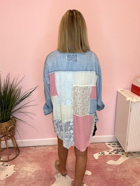 Colorblock Denim Shacket
