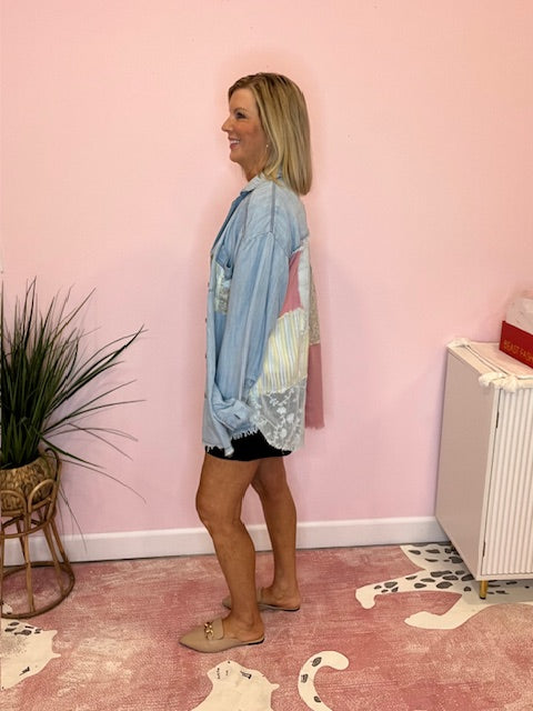 Colorblock Denim Shacket