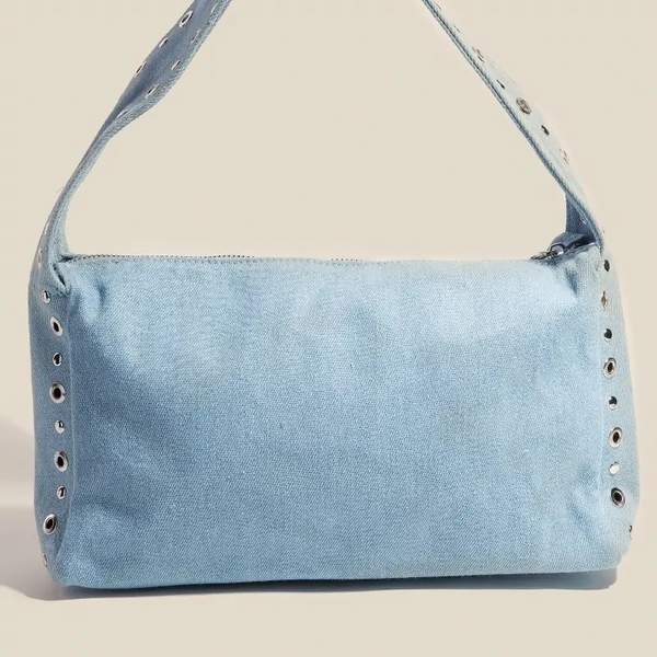 Wide Boxy Grommet Hand Bag