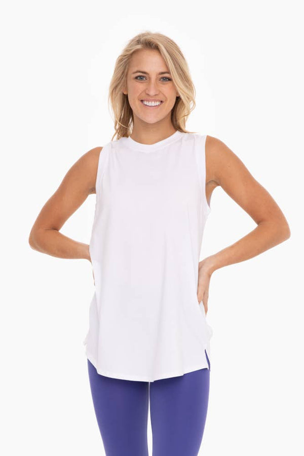 Notched Sleeveless Flowy Tank Top - 2 Colors