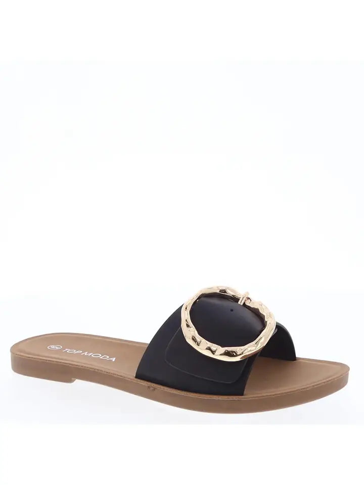 Midnight Gold Buckle Slides