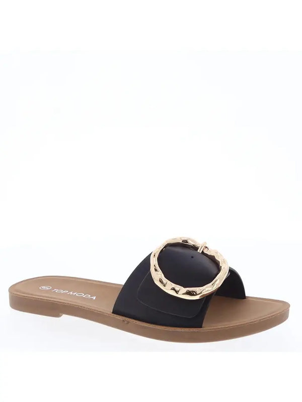 Midnight Gold Buckle Slides