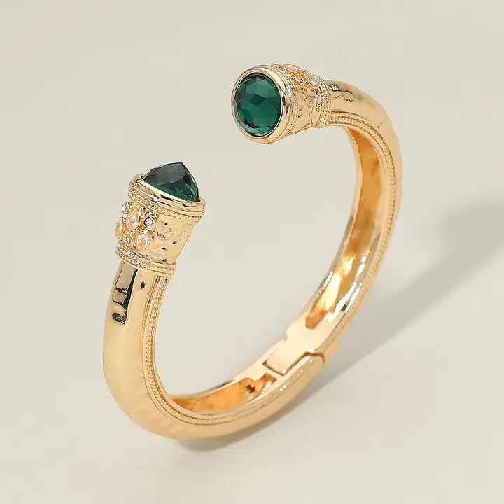 Stone Hinged Cuff Bracelet