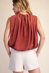 Rust Pleated Balloon Top