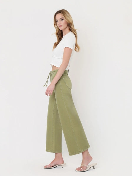 Eucalyptus Breeze Cropped Wide Leg Jean