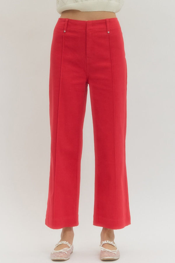 Tailored Ease Wide Leg Pants, Red