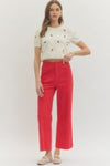 Tailored Ease Wide Leg Pants, Red