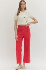 Tailored Ease Wide Leg Pants, Red