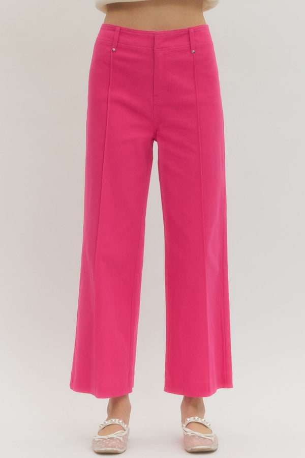 Tailored Ease Wide Leg Pants, Hot Pink