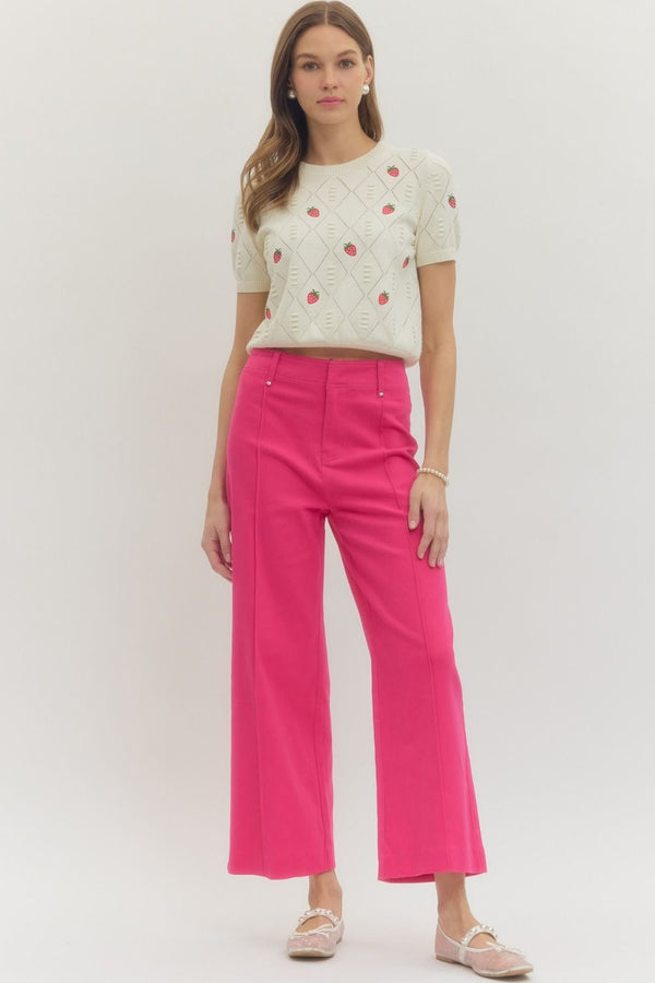 Tailored Ease Wide Leg Pants, Hot Pink