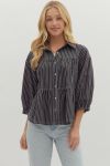 Entro Black Stripe Tiered Top