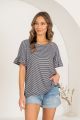 Striped Top Ruffled Sleeve