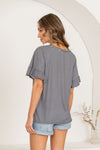 Striped Top Ruffled Sleeve