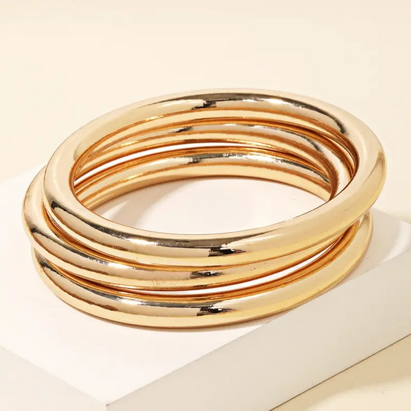 Metallic Triple Bangle Bracelet Set