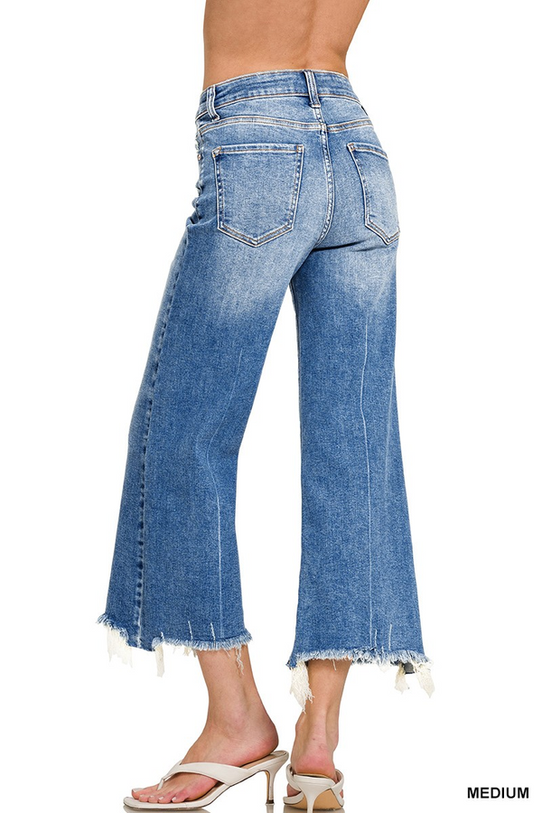 Mid-Rise Straight Raw Hem Denim Jeans