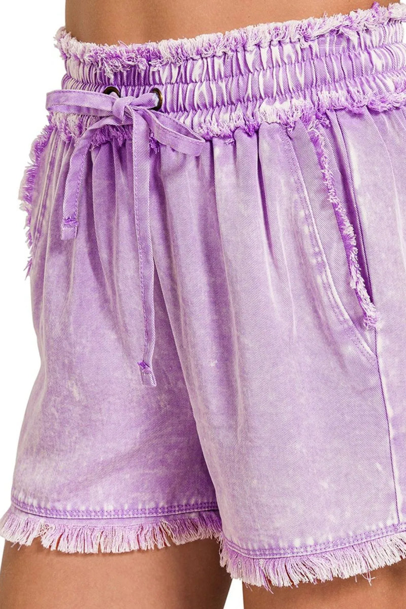 Tencel Mineral Washed Shorts Lavender