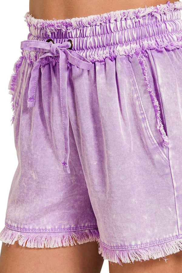 Tencel Mineral Washed Shorts Lavender