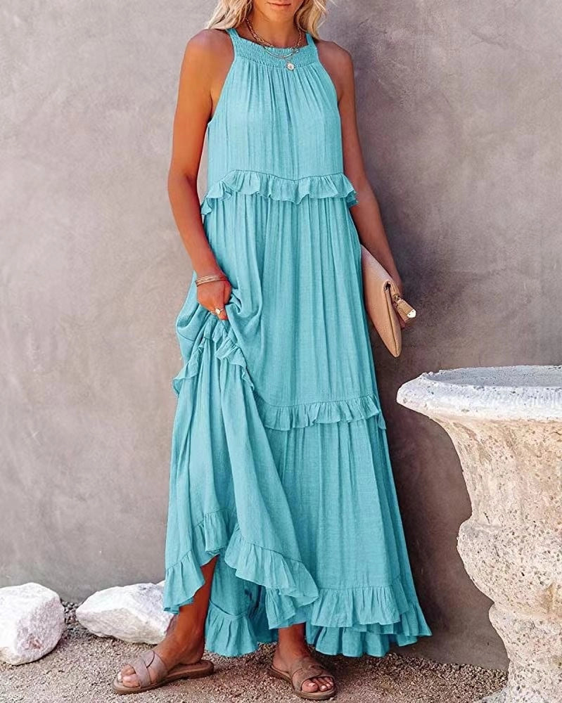 Temperament Long Floor Skirt Cake Skirt Dress - 3 Colors