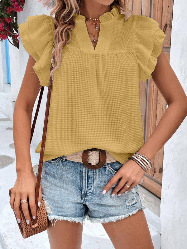 Ruffle Sleeve Blouse Yellow