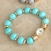 Earthy Gleam – Statement Beaded Bracelet with Oval Crystal