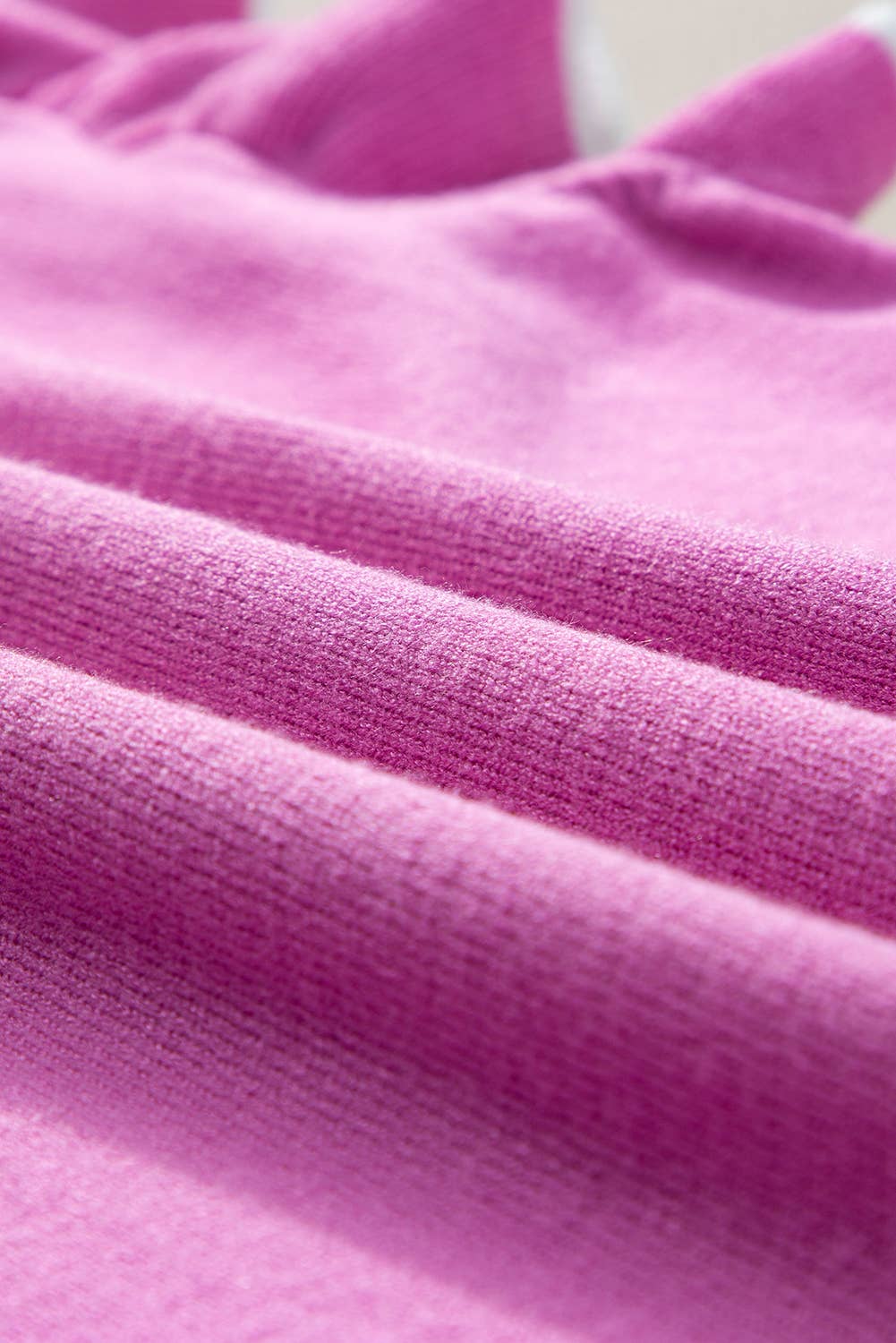 Ruffled Sleeve Round Neck Knit Top Pink