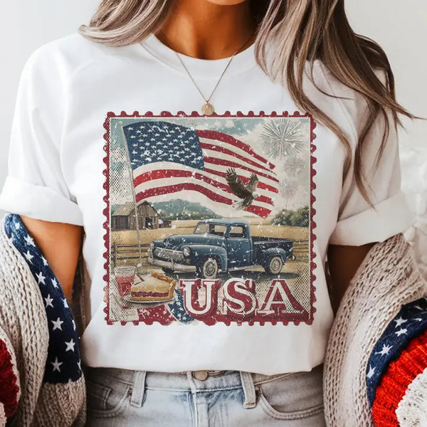 USA Vintage Country Flag Truck