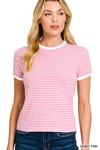 Striped Contrast Trim Tee