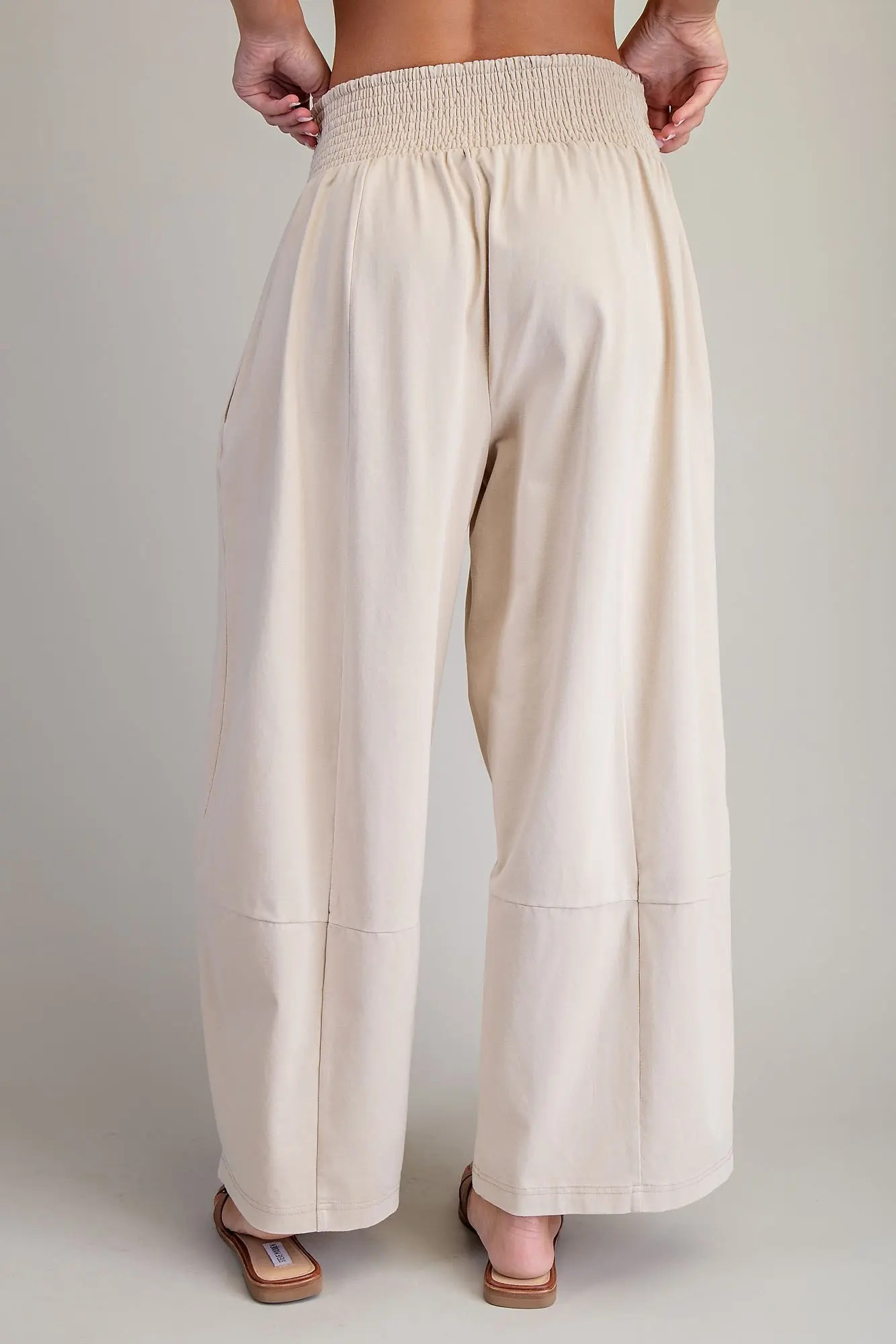 Mineral Washed Wide Leg Pants, Tan